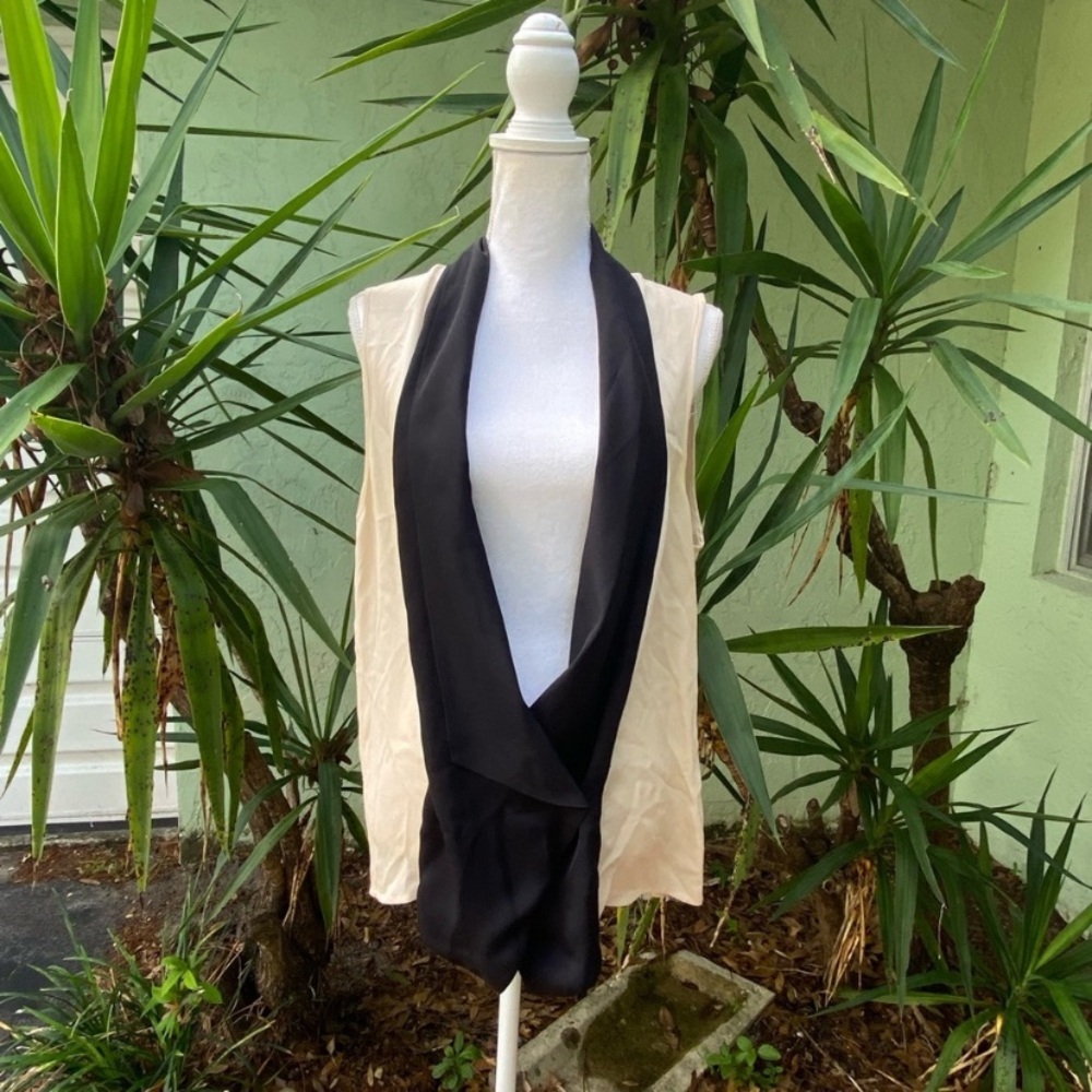 Haute Hippie Black and Tan Tuxedo Vest